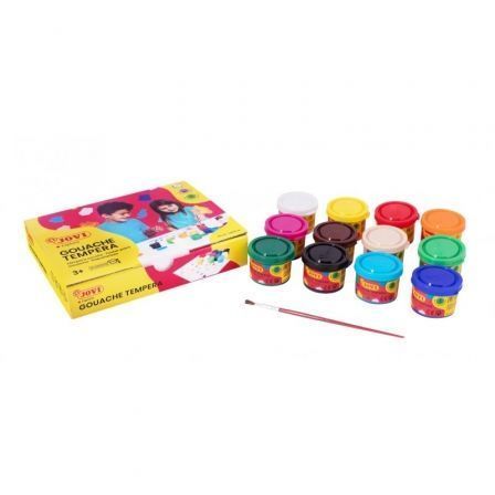 Jovi Estuche de Témpera Gouache con 12 Botes de 35 ml y Pincel